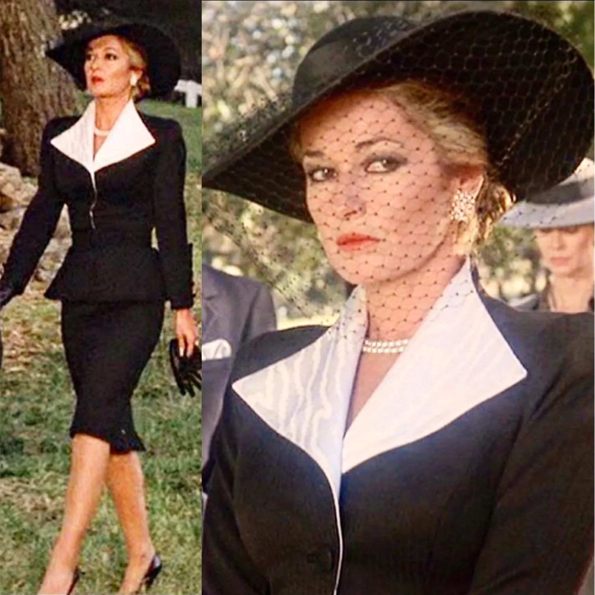 WANTED: Black and White Stephanie Beacham "The Colbys" Suit and Veiled